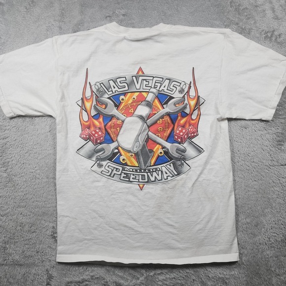 Fruit of the Loom Other - VINTAGE Las Vegas Motor Speedway Shirt Mens Large White NASCAR Y2K Sin City